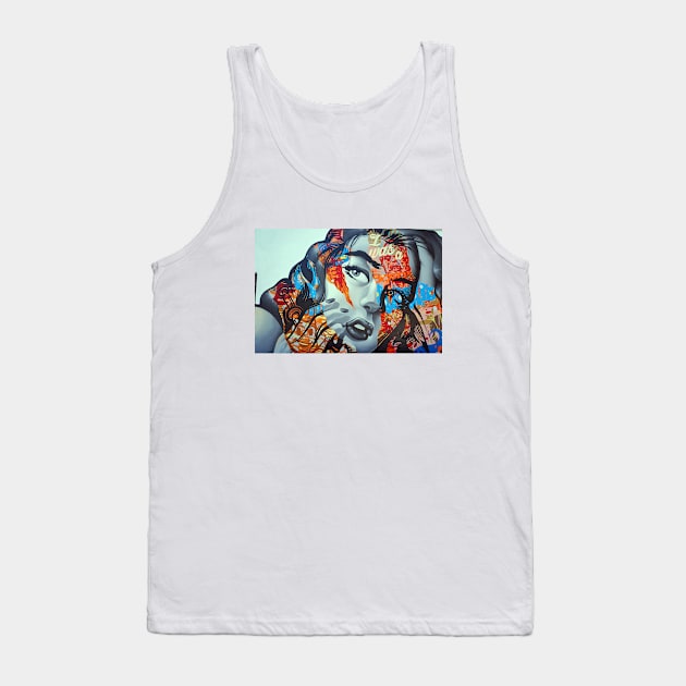 Wall Mural Woman Graffiti Modern Colorful Art Piece Vintage Tank Top by Everyday Inspiration